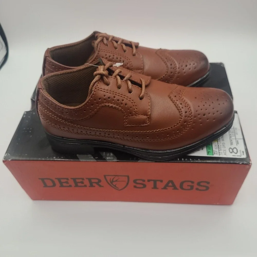 Deer Stags Boy's‎ Ace Brown Oxford Dress Shoes Size 12 New With Box MSRP $60